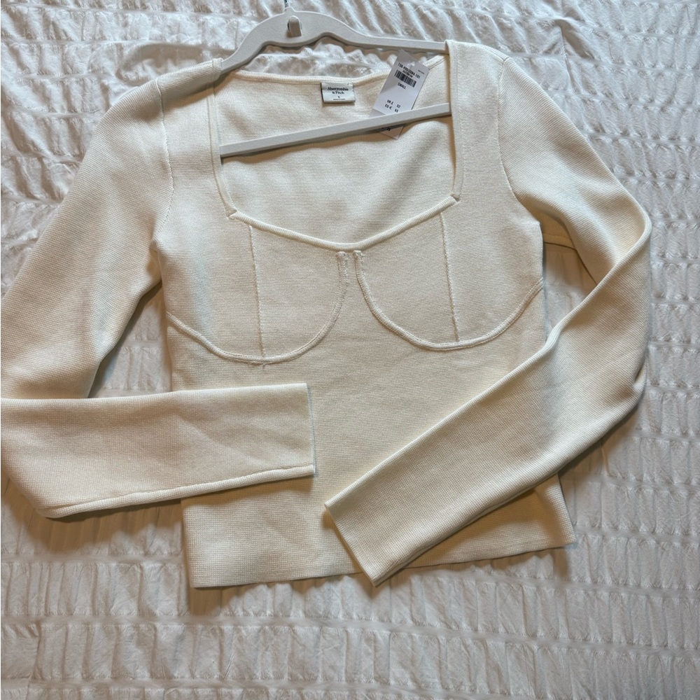 Abercrombie & Fitch Off-White Textured Top